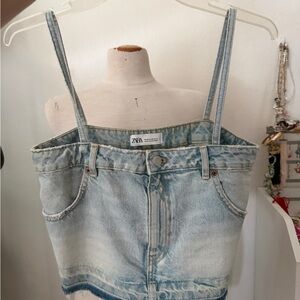 Zara Light Blue Denim Strap Corset Top